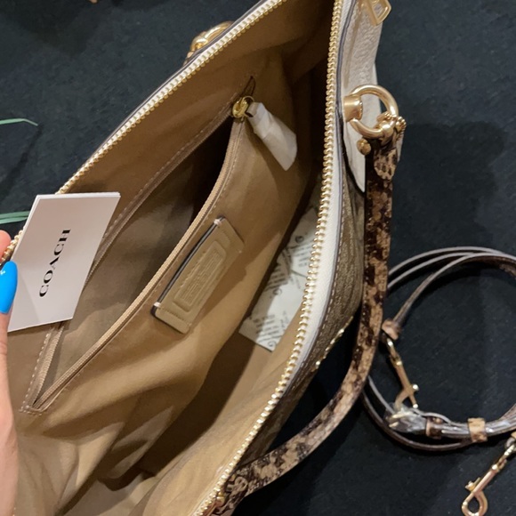 Coach Kacey Satchel In Colorblock Signature Canvas - Picture 10 of 12